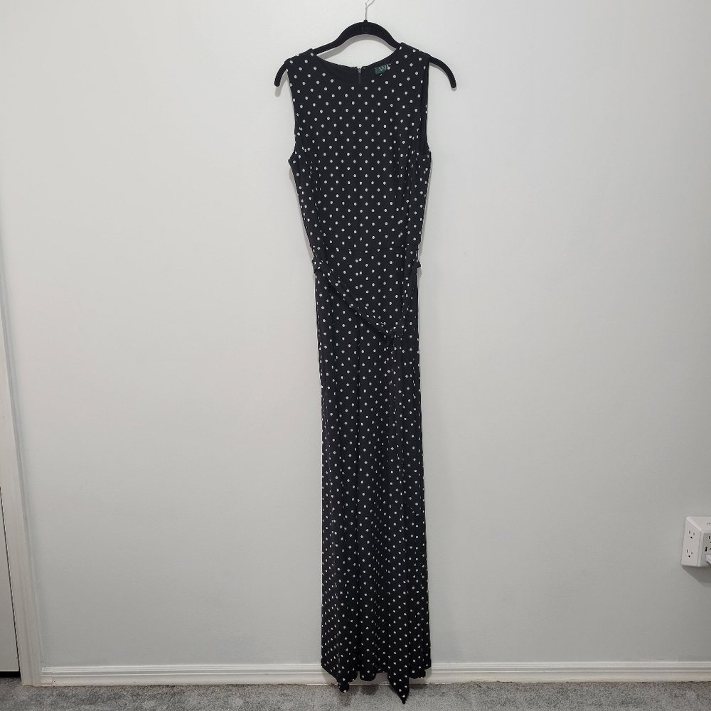 Lauren Ralph Lauren Black/White Polka Dot Belted Jumpsuit